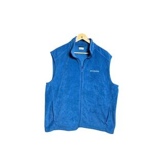 Columbia Fleece Vest Blue Full Zip Pockets Outdoor Mens Size Large